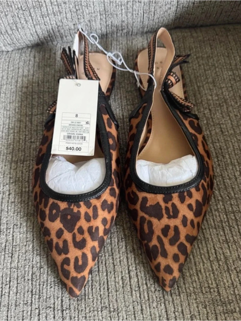 Leopard Print Pointed Toe Women’s Flats - Brown/Black